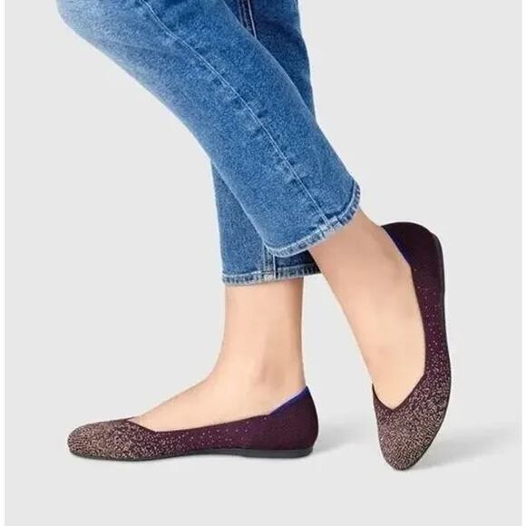 Rothy’s The Flat Eggplant Metallic Limited Edition Womens Size 7.5 Flats Retired - Picture 1 of 12